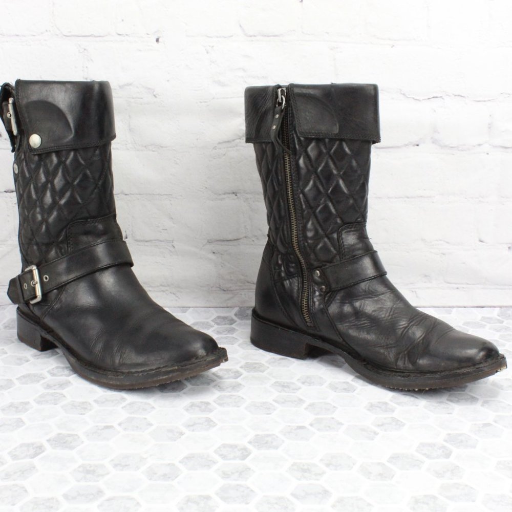 Ugg Australia Conor Black Oiled Leather Boots Sz 8 - Picture 3 of 8